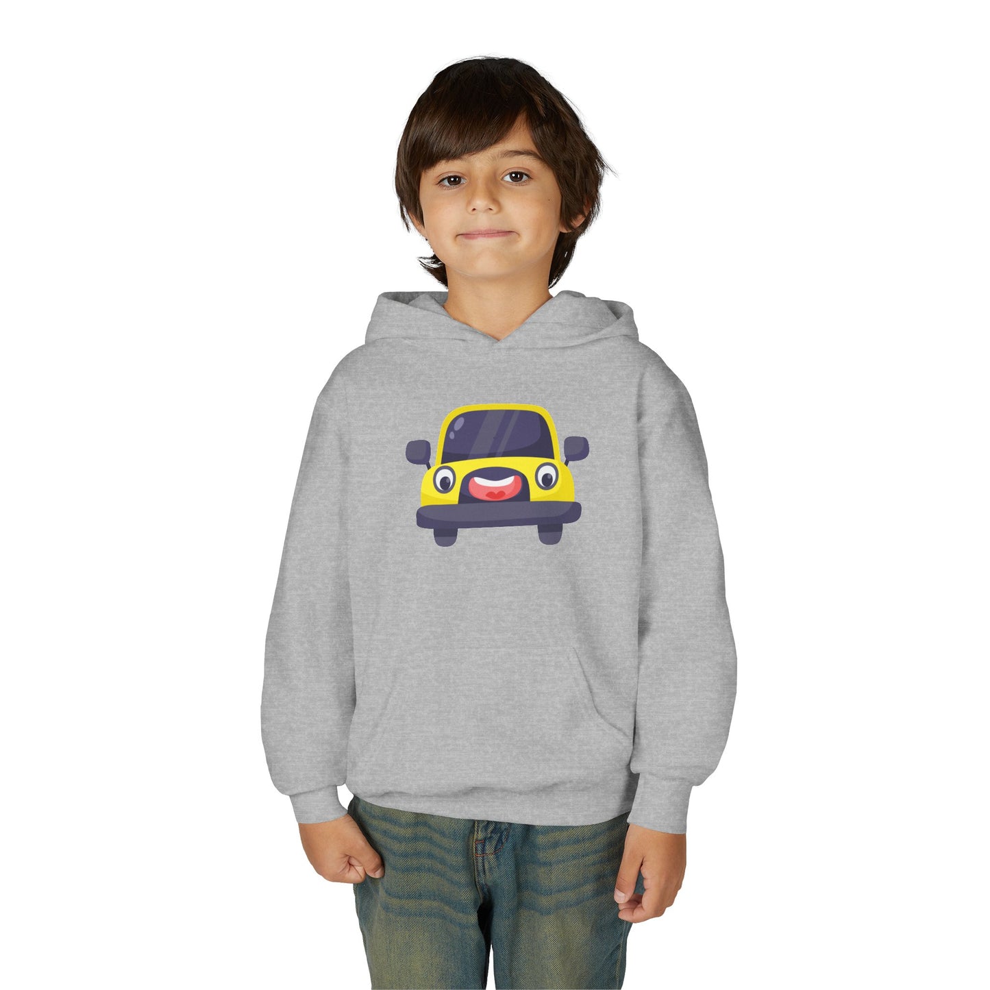 Youth Heavy Blend Hooded Sweatshirt - The yellow car