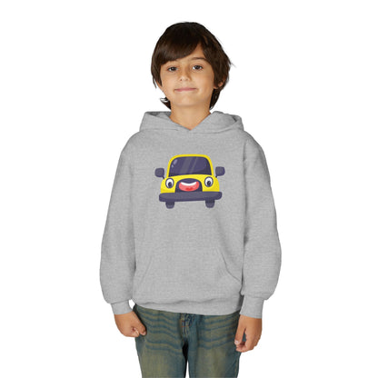 Kids Yellow Car Hoodie Printify