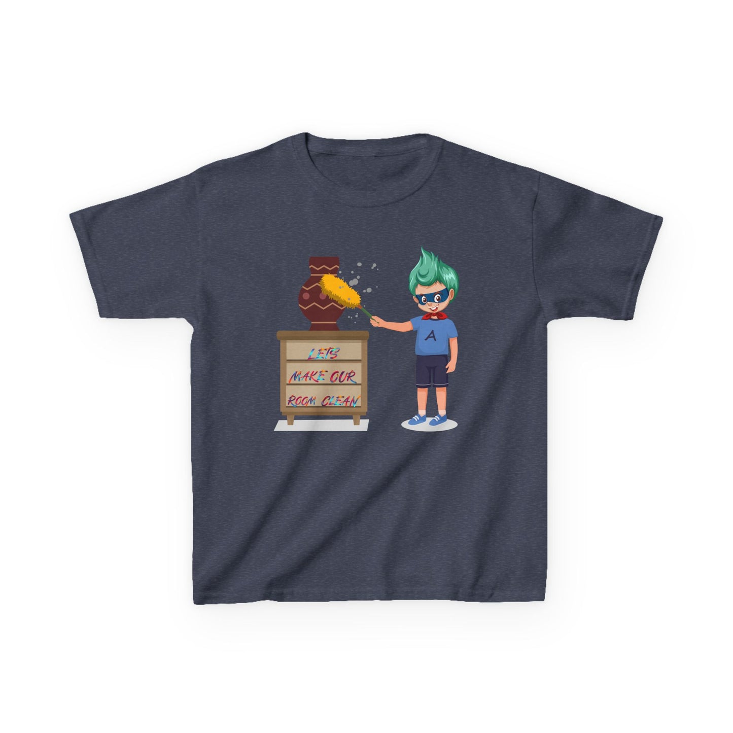 Kids Heavy Cotton™ Tee - Super kiddo cleaning a vase - [[{"value":"Wonderwear Kid"}]]