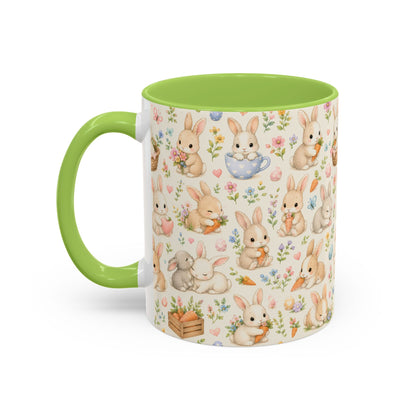Accent Coffee Mug  (11/15 oz) - Pastel Bunny Garden Easter