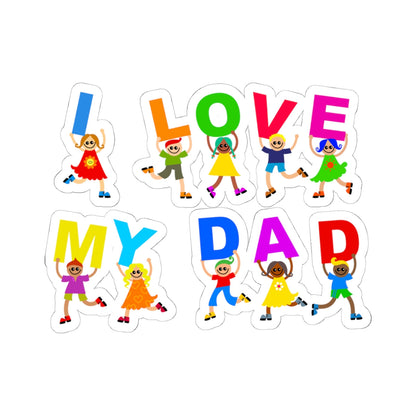 Kiss-Cut Vinyl Decals - Kids showing i love my dad Printify