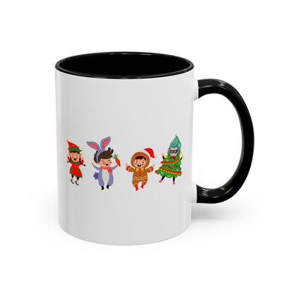 Accent Coffee Mug - Super kiddo in christmas tree attire - [[{"value":"Wonderwear Kid"}]]