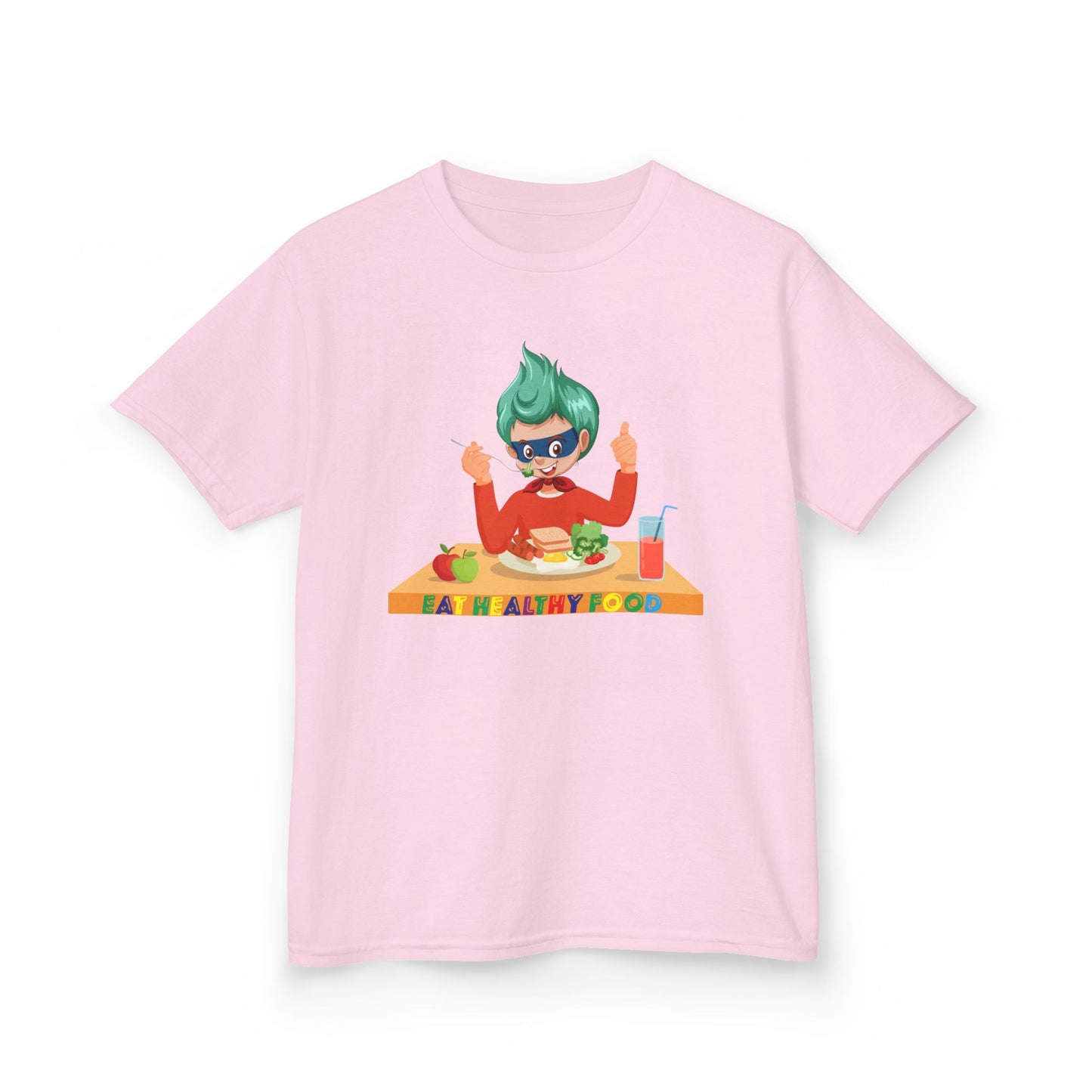 Kids Heavy Cotton™ Tee - Super kiddo eating healthy breafast - [[{"value":"Wonderwear Kid"}]]