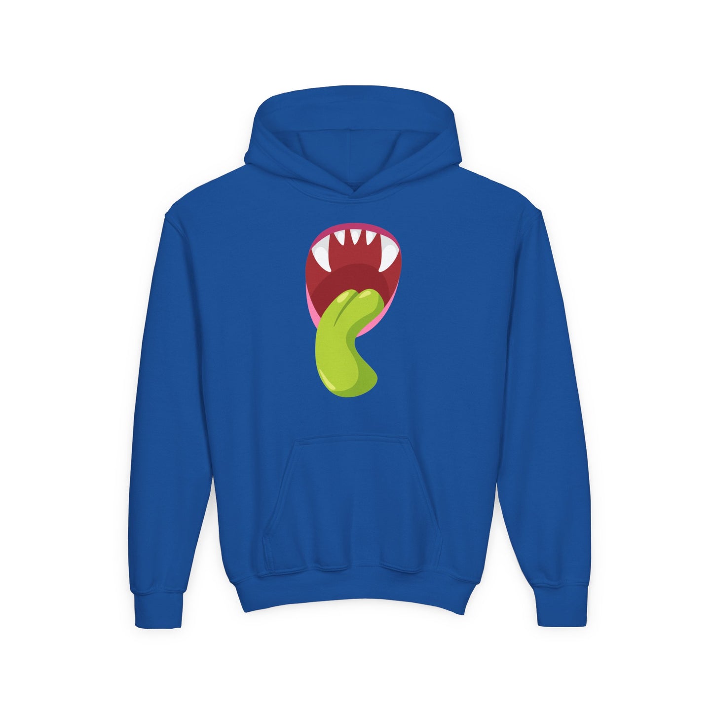 Youth Heavy Blend Hooded Sweatshirt - Monster showing tongue