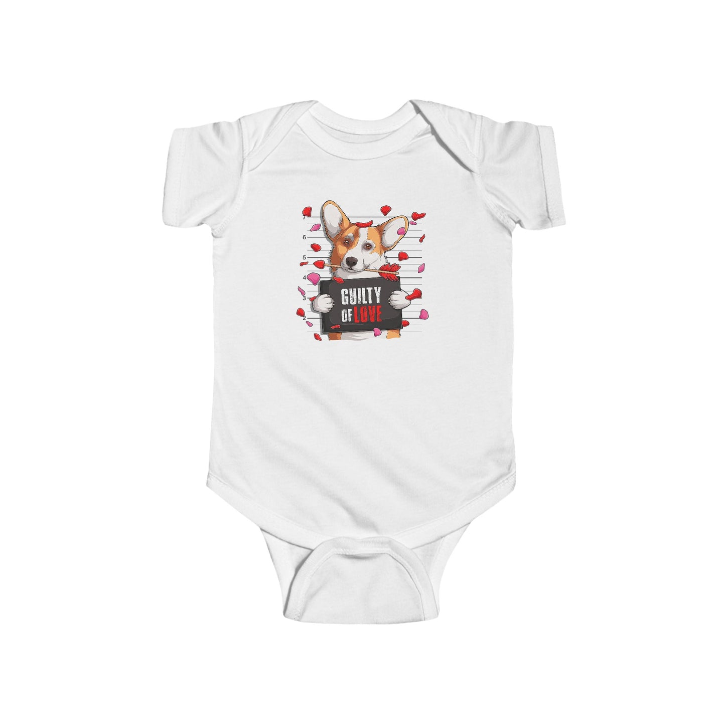 Infant Fine Jersey Bodysuit - Valentines -  Corgi Guilty of love - [[{"value":"Wonderwear Kid"}]]