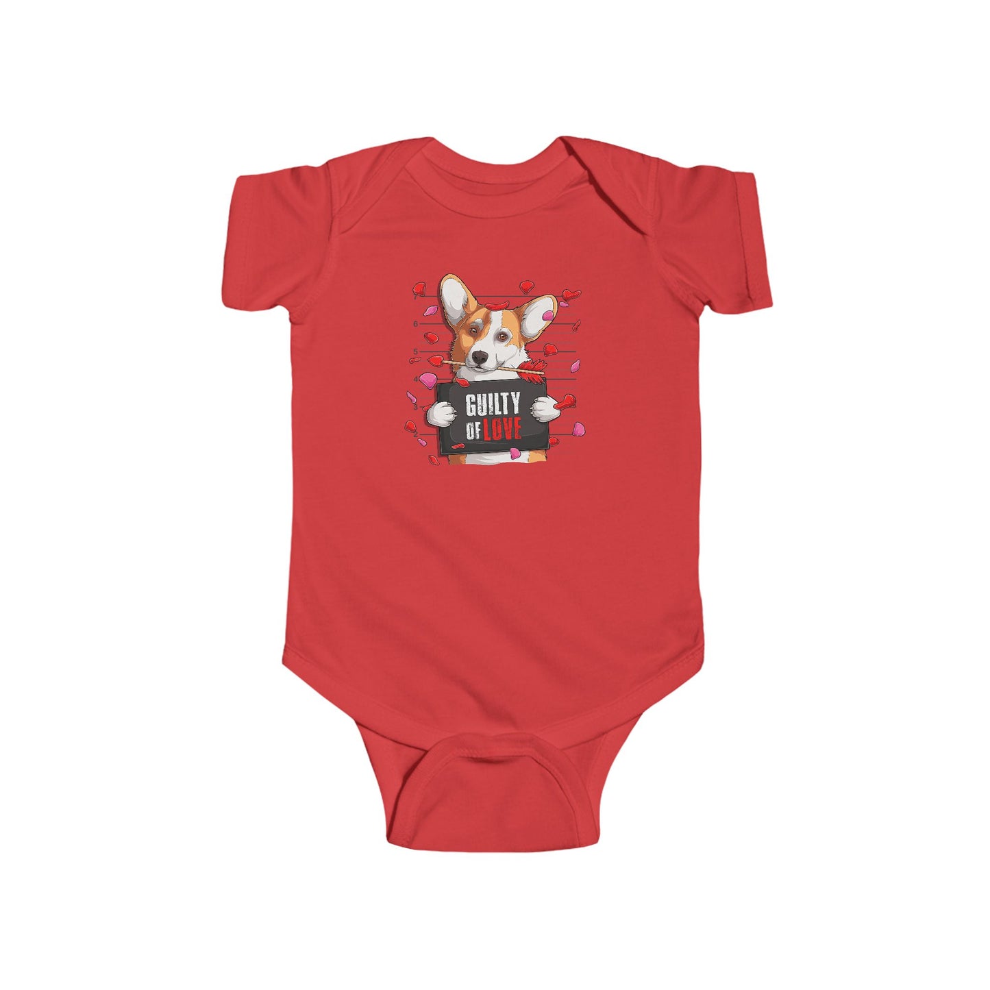 Infant Fine Jersey Bodysuit - Valentines -  Corgi Guilty of love - [[{"value":"Wonderwear Kid"}]]