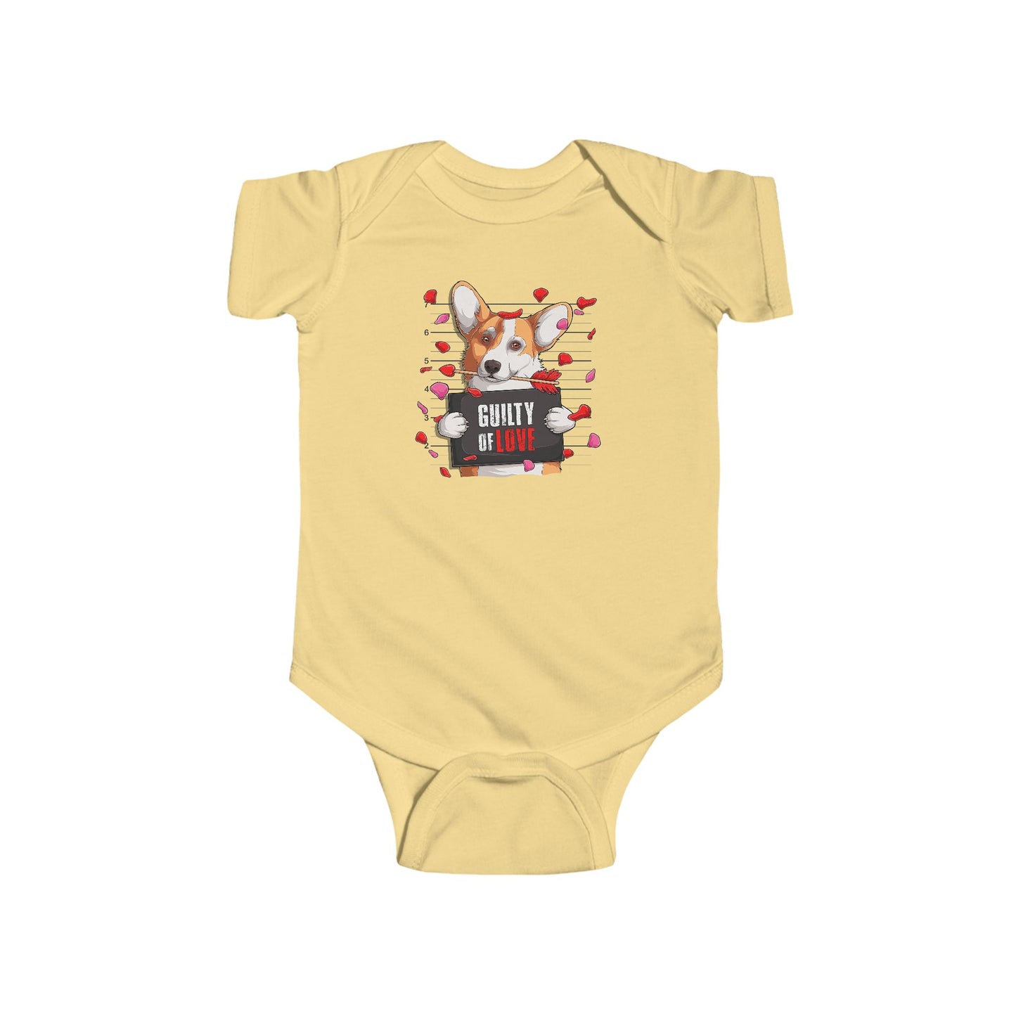 Infant Fine Jersey Bodysuit - Valentines -  Corgi Guilty of love - [[{"value":"Wonderwear Kid"}]]