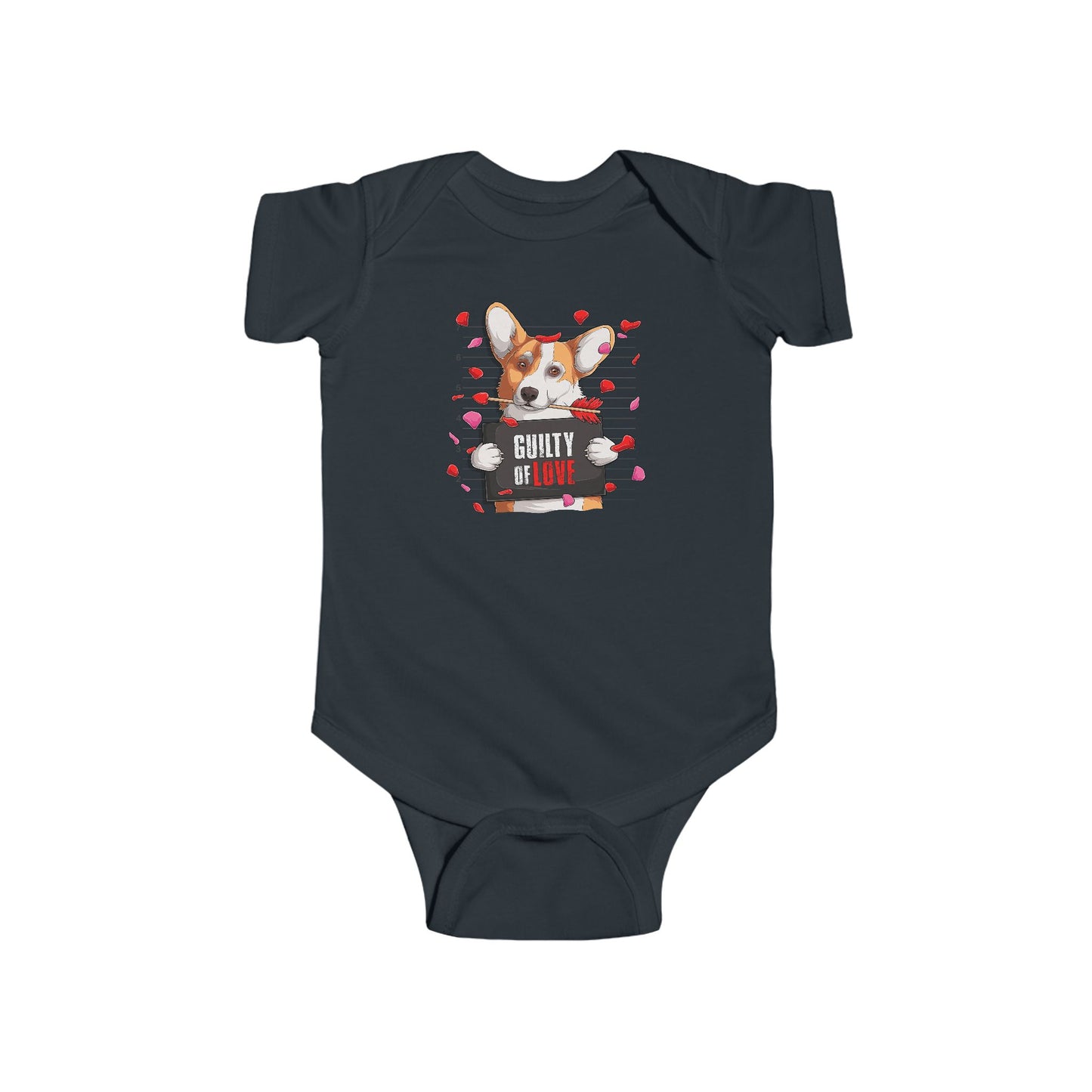 Infant Fine Jersey Bodysuit - Valentines -  Corgi Guilty of love - [[{"value":"Wonderwear Kid"}]]