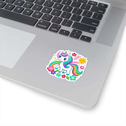 Kiss-cut Stickers - Unicorn with Flower Printify