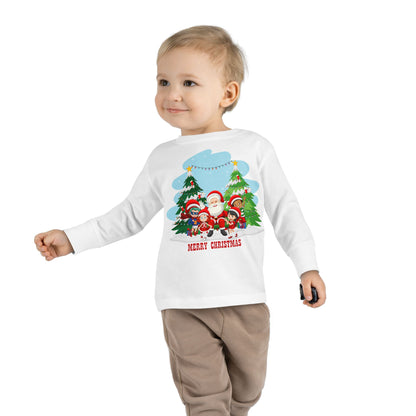 Toddler Long Sleeve Tee - Super kiddo with santa claus Merry christmas - [[{"value":"Wonderwear Kid"}]]