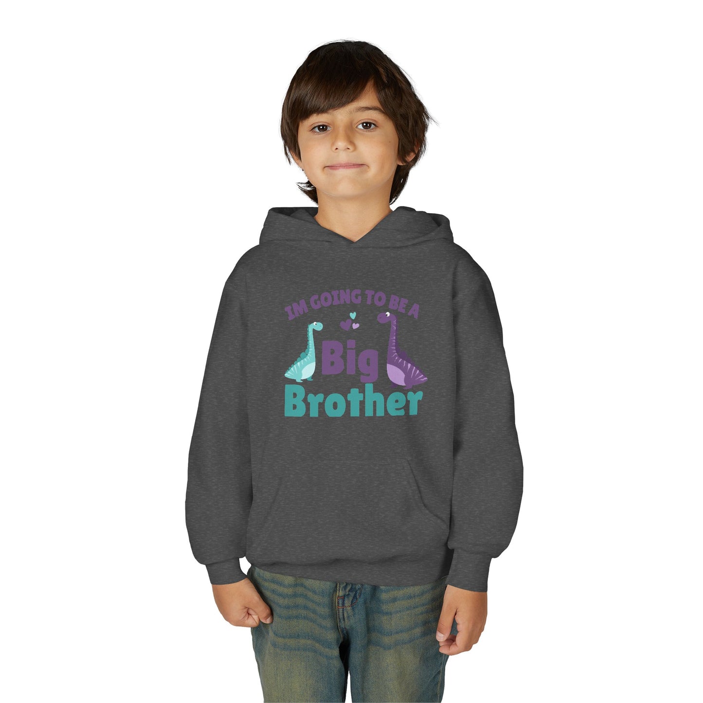 Youth Heavy Blend Hooded Sweatshirt - Big Brother Dinosaur