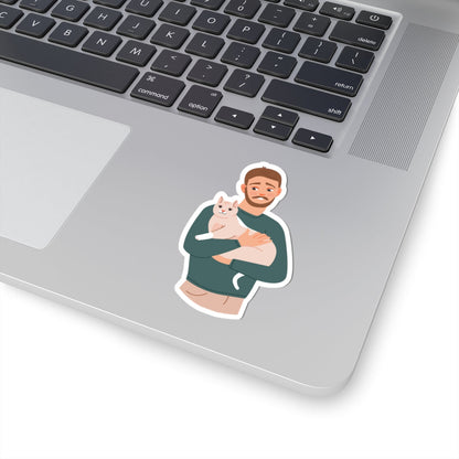 Kiss-Cut Stickers - Loving Dad with His Cat Printify