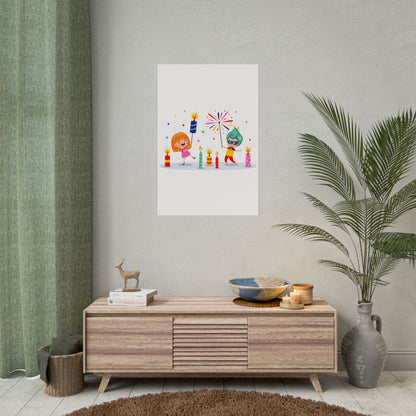 Rolled Posters - Super kiddo lighting fireworks - [[{"value":"Wonderwear Kid"}]]