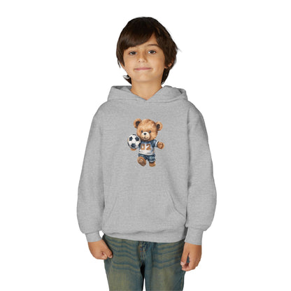Kids Soccer Bear Hoodie Printify