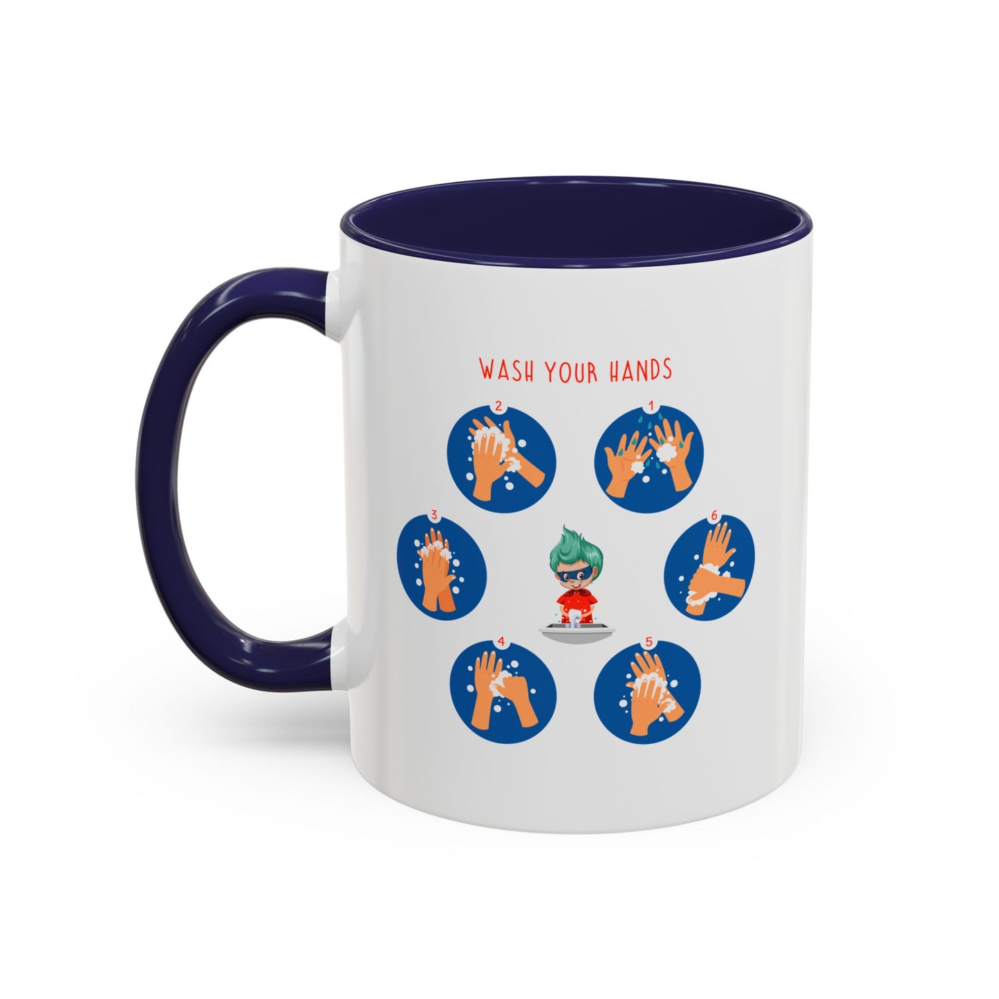 Accent Coffee Mug - Super kiddo teaching how to wash hands