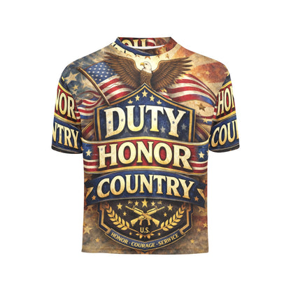 Little Kids' All Over Print Crew Neck T-Shirt - Proud to Serve - Patriot Shirt - Duty Honor Country