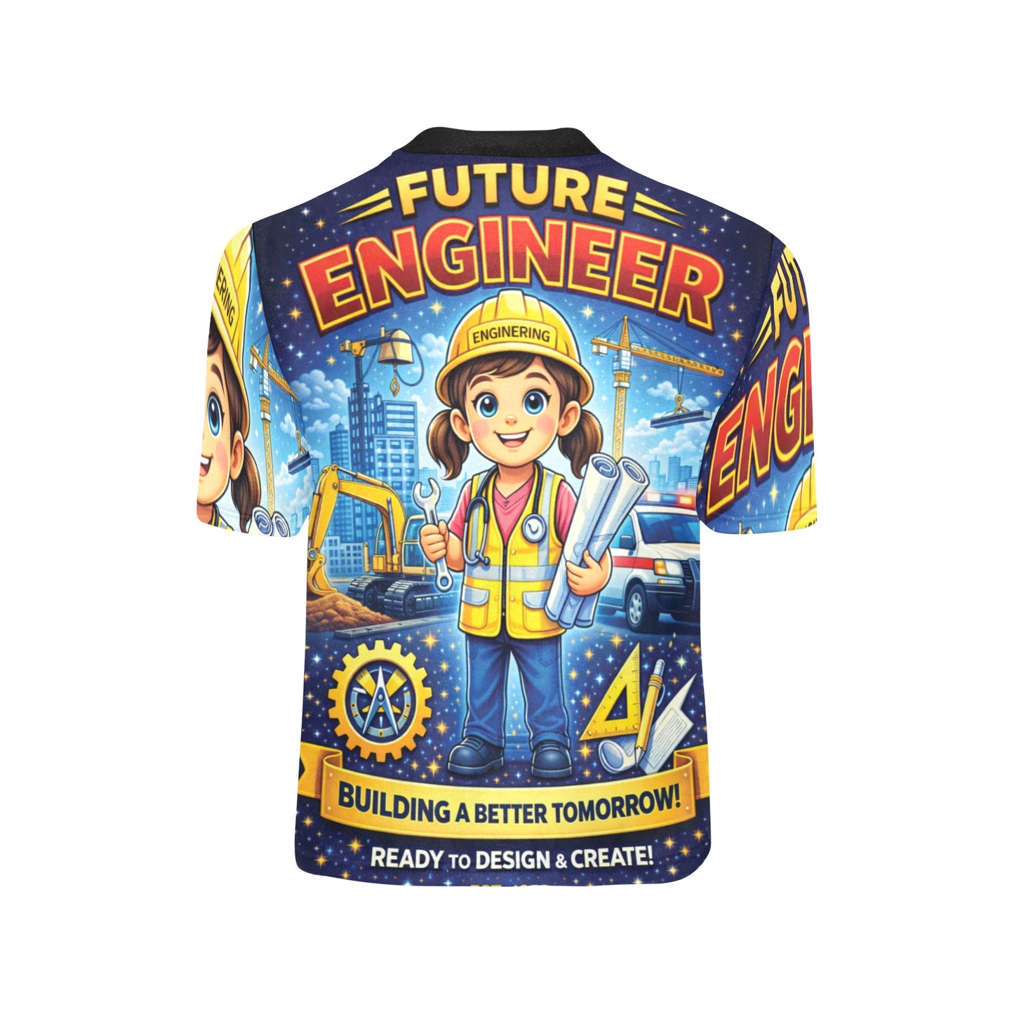 Little Kids' All Over Print Crew Neck T-Shirt - Proud to Serve - Young Patriot - Future Engineer