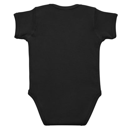 Whimsical Dragon infant bodysuit in black - back view