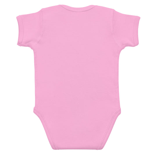 Whimsical Dragon infant bodysuit in pink - back view