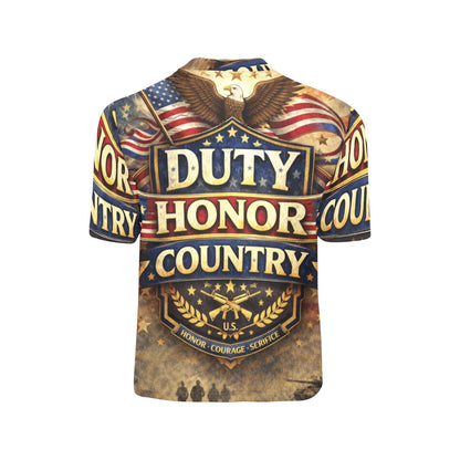 Little Kids' All Over Print Crew Neck T-Shirt - Proud to Serve - Patriot Shirt - Duty Honor Country