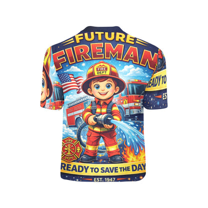 Little Kids' All Over Print Crew Neck T-Shirt - Proud to Serve - Young Patriot - Future Fireman