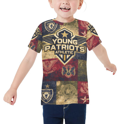 Little Kids' All Over Print Crew Neck T-Shirt - Proud to Serve - Young Patriot - Generic