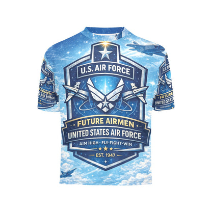 Little Kids' All Over Print Crew Neck T-Shirt - Proud to Serve - Young Patriot - Future Air Force