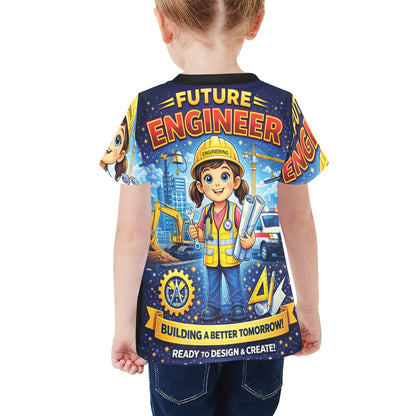 Little Kids' All Over Print Crew Neck T-Shirt - Proud to Serve - Young Patriot - Future Engineer